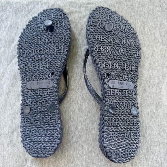 NWOB ILSE JACOBSEN Hornbæk Flip Flops Gray Sparkle Size 9 - Picture 2 of 3